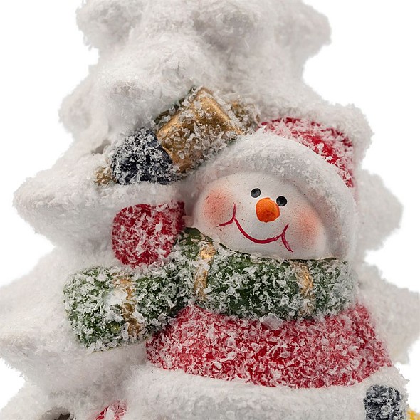 Керамическая фигурка Елочка со снеговиком 7,8х6,9х12,1 см