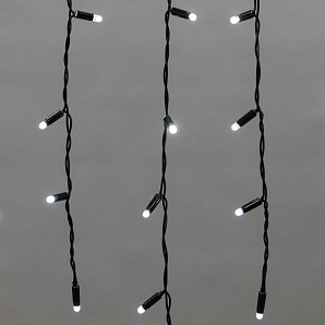 Гирлянда светодиодная Бахрома (Айсикл), 2,4х0,6м, 88 LED БЕЛЫЙ, черный ПВХ, IP65, постоянное свечение, 230В NEON-NIGHT (нужен шнур питания 303-500)