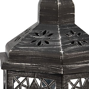 Декоративный фонарь со свечой 18x16,5x31 см, черный корпус, теплый белый цвет свечения NEON-NIGHT