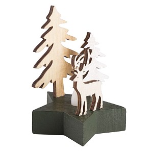 Деревянная фигурка с подсветкой Олень в лесу 9x8x10 см