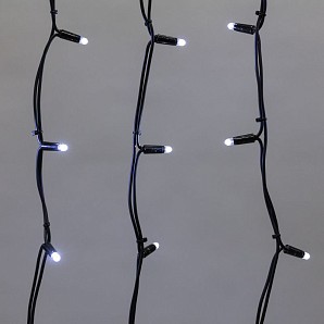 Гирлянда светодиодная Бахрома (Айсикл), 5х0,7м, 152 LED БЕЛЫЙ, черный КАУЧУК 2,3мм, IP67, постоянное свечение, 230В NEON-NIGHT (шнур питания в комплекте)