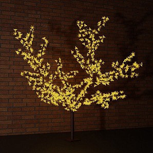 Светодиодное дерево Сакура, высота 2,4м, диаметр кроны 2,0м, желтые светодиоды, IP65, понижающий трансформатор в комплекте NEON-NIGHT