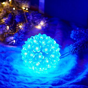Шар светодиодный 230V, диаметр 12 см, 50 светодиодов, цвет синий