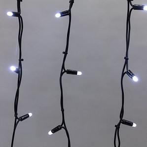 Гирлянда светодиодная Бахрома (Айсикл), 4,0х0,6м, 128 LED БЕЛЫЙ, черный КАУЧУК 3,3мм, IP67, постоянное свечение, 230В NEON-NIGHT (шнур питания в комплекте)