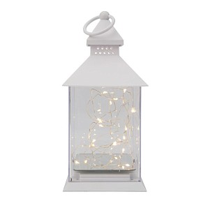 Декоративный фонарь с росой, белый корпус, размер 10,7х10,7х23,5 см, цвет теплый белый