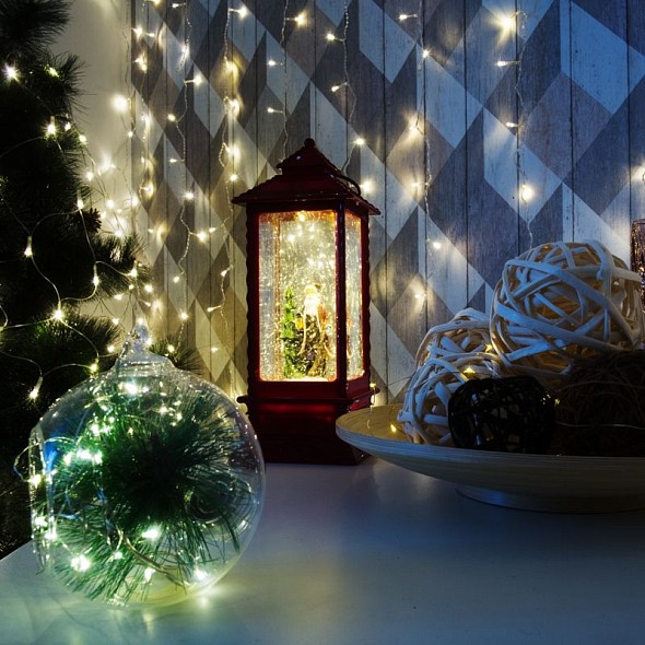 Декоративный LED-фонарь с эффектом снегопада и подсветкой Дед Мороз, теплое белое свечение NEON-NIGHT