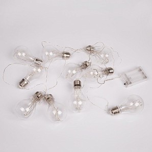 Гирлянда светодиодная Ретро-лампы 3 м, белое свечение, батарейки 3хАА NEON-NIGHT