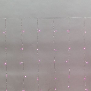 Гирлянда Светодиодный Дождь 3х2 м, свечение с динамикой, прозрачный провод, 230 В, цвет розовый